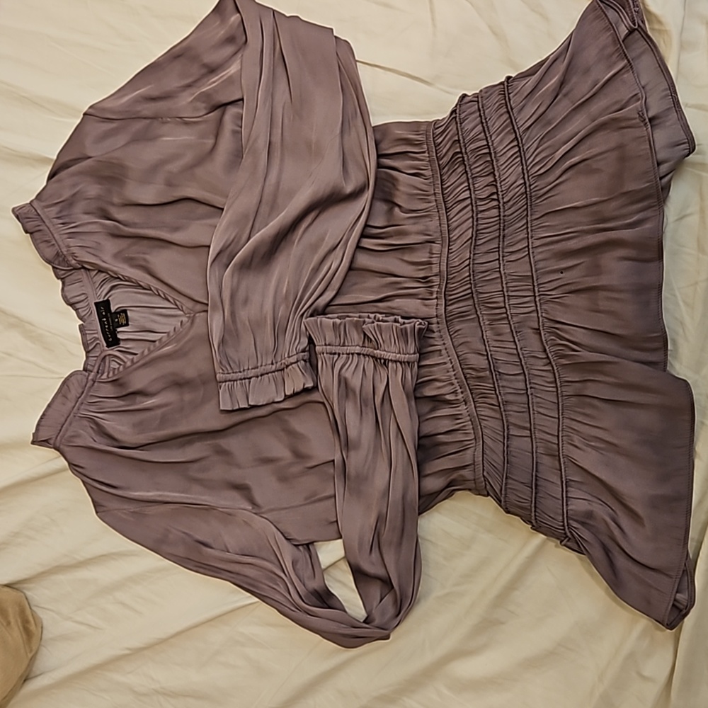 Current air purple PEPLUM COLLARED BLOUSE blouse (S)